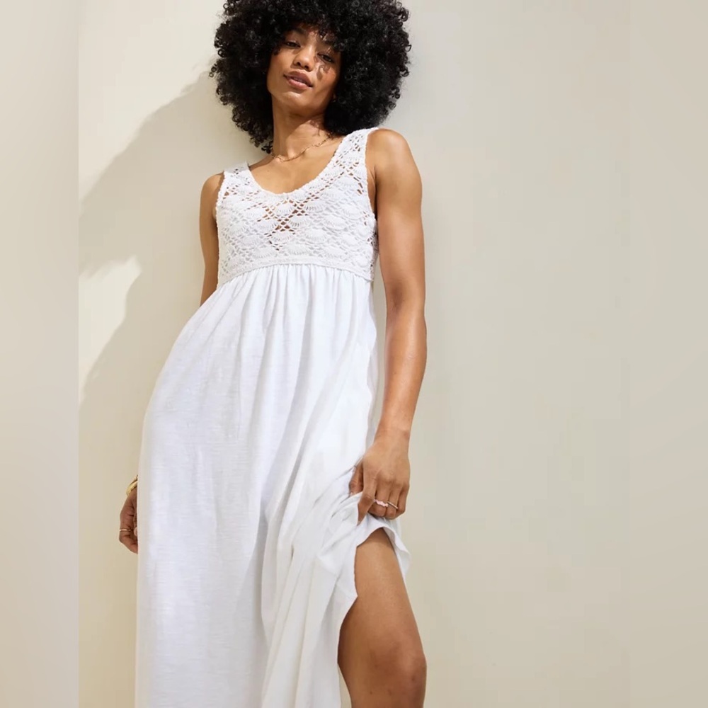 Aerie Crochet Maxi Dress White Sleeveless Size M & L